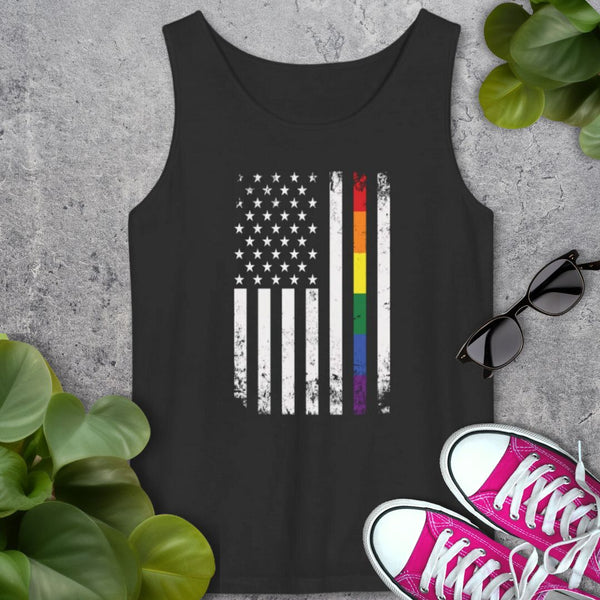 Distressed American Flag Pride Stripe Tank Top